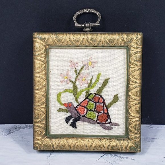 Handmade Framed Small Needlepoints Three Vintage - Picture 4 of 6